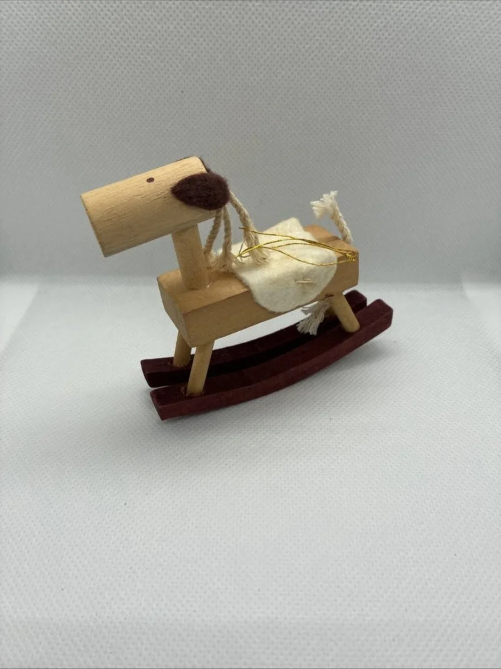 Vintage Wooden Rocking Horse Christmas Ornament Rustic Folk Art Holiday Decor